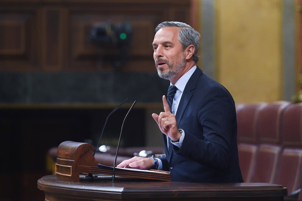 El vicesecretario de Economía del Partido Popular, Juan Bravo, interviene durante una sesión plenaria, en el Congreso de los Diputados, a 21 de mayo de 2024, en Madrid (España). La sesión plenaria ha comenzado hoy con los debates de toma en consideració