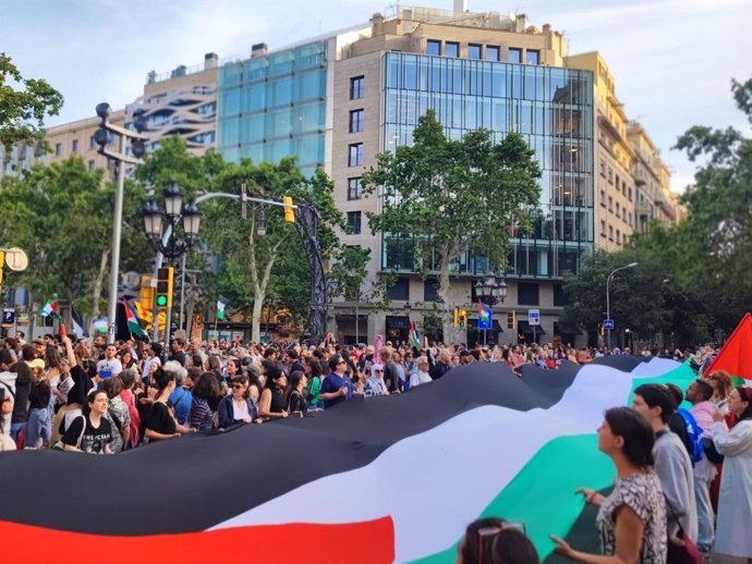 La concentració a Barcelona d'aquest dilluns a favor de Palestina