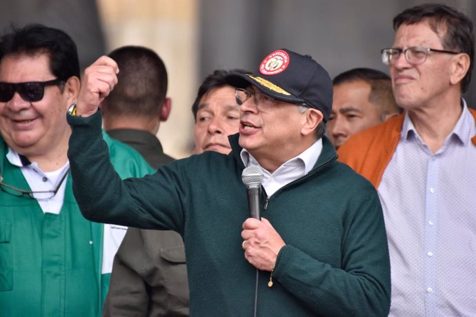 May 1, 2024, Bogota, Cundinamarca, Colombia: Colombian president Gustavo Petro takes part as supporters demonstrate in support of his reform bills on retirment, labor, prisions and health on May 1, 2024, in Bogota, Colombia.