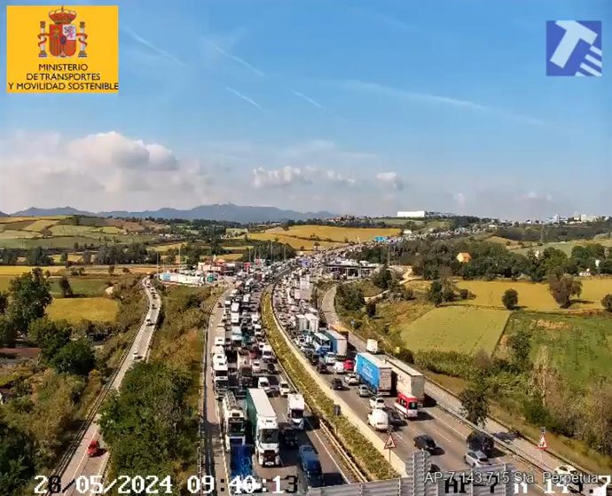 La AP-7 tras restablecer todos los carriles después del corte por el accidente de un camión en Granollers (Barcelona)