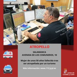 Gráfico elaborado por el 112 con datos sobre la mujer fallecida en Salamanca