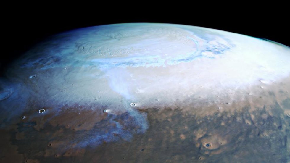 Nieve y escarcha estacionales en la región polar norte de Marte observada por la Cámara Estéreo de Alta Resolución (HRSC) a bordo del Mars Express de ESA