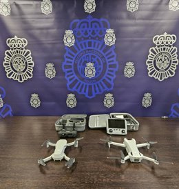 Drones interceptados durante los ensayos de la exhibición aeronaval por el Día de la Fuerzas Armadas, en Gijón.