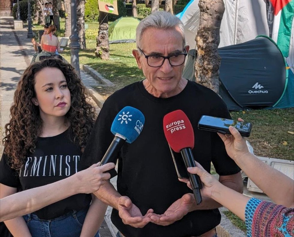 El candidato de Podemos a las elecciones europeas, Diego Cañamero, en una imagen de declaraciones a los medios.