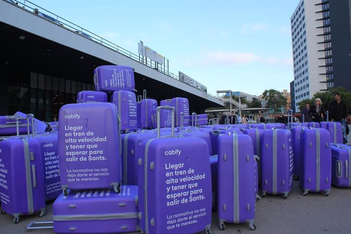 Protesta de Cabify en la estación de Sants de Barcelona