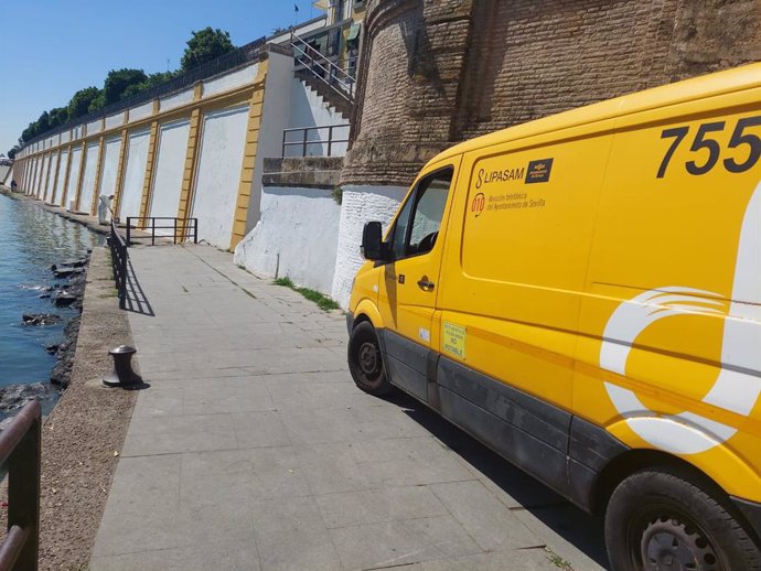 Lipasam elimina pintadas de la zapata de la calle Betis.