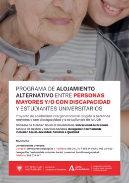 Cartel del programa de alojamiento compartido de la UGR.