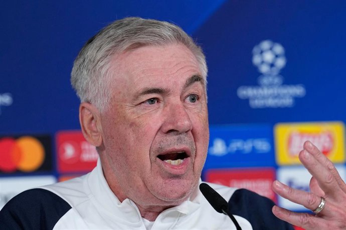 Carlo Ancelotti attends during the Media Day of Real Madrid ahead the Final of the UEFA Champions League against Borussia Dortmund at Ciudad Deportiva Real Madrid on May 27, 2024 in Valdebebas, Madrid, Spain.