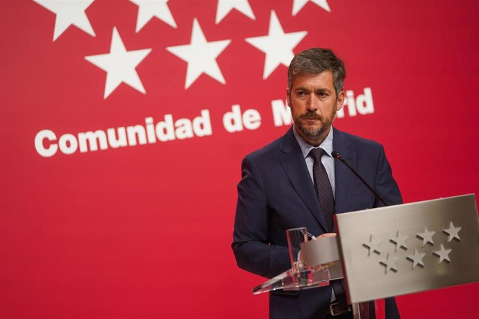 El consejero de Presidencia, Justicia y Administración Local, Miguel Ángel García, en la rueda de prensa tras el Consejo de Gobierno