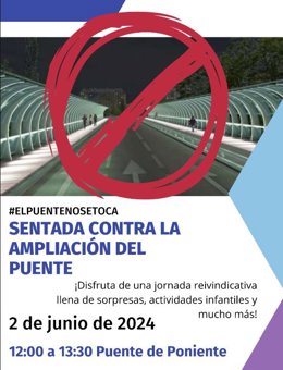 Cartel que informa sobre la sentada contra la ampliación del Puente del Poniente en Valladolid.