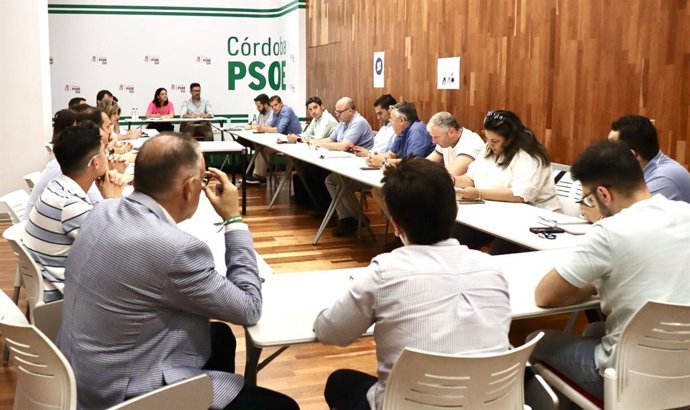 Reunión de alcaldes socialistas en la sede provincial de su partido.