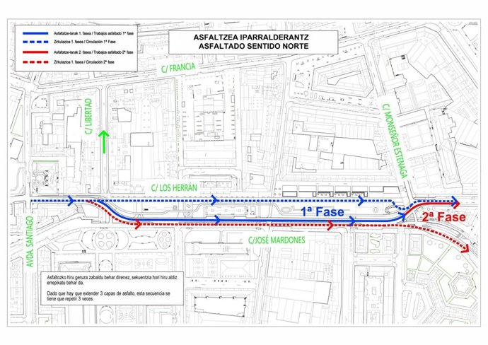 El Ayuntamiento de Vitoria-Gasteiz inicia este jueves los trabajos de asfaltado en Los Herrán
