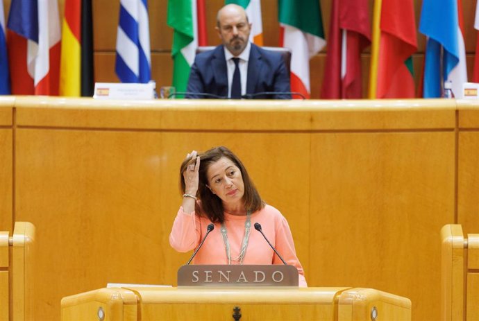 Archivo - La presidenta del Congreso de los Diputados, Francina Armengol, interviene durante la reunión de presidentes de la COSAC en el Senado, a 18 de septiembre de 2023, en Madrid (España). Los presidentes de la Conferencia de Órganos Especializados en