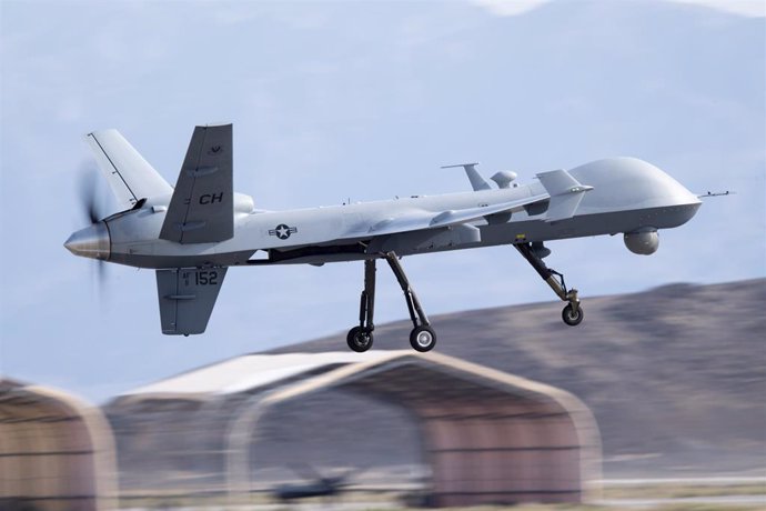 Archivo - Un dron MQ-9 Reaper de la Fuerza Aérea estadounidense