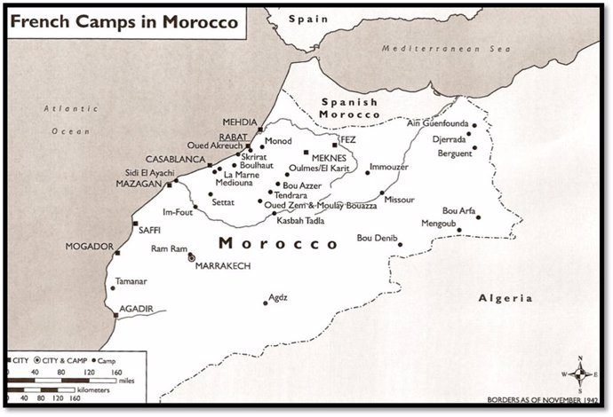 Mapa de campos de concentración en Marruecos.