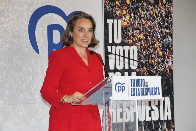 La secretaria general del Partido Popular, Cuca Gamarra, este jueves en un acto en Burgos
