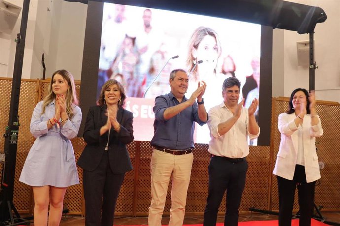 El secretario general del PSOE-A, Juan Espadas, durante el acto celebrado en Montilla.