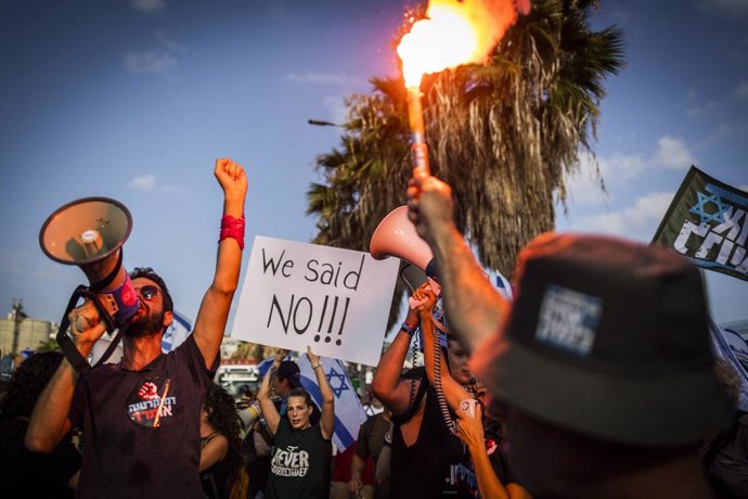 Archivo - Imagen de archivo de una protesta antigubernamental en Haifa, Israel