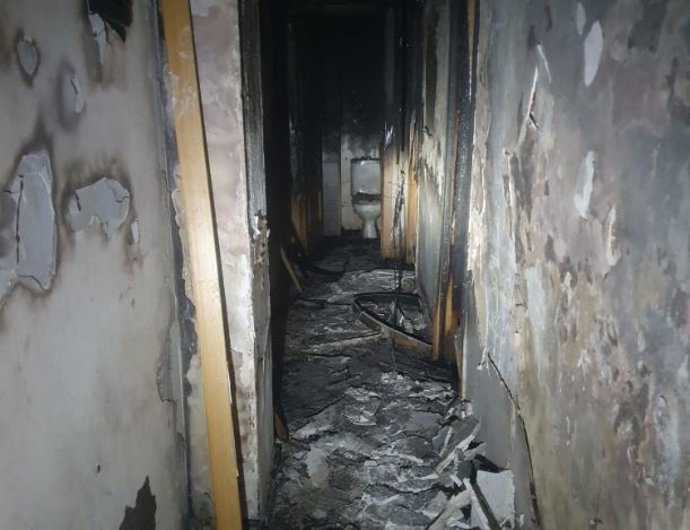 Vivienda afectada por el incendio en Burgos.