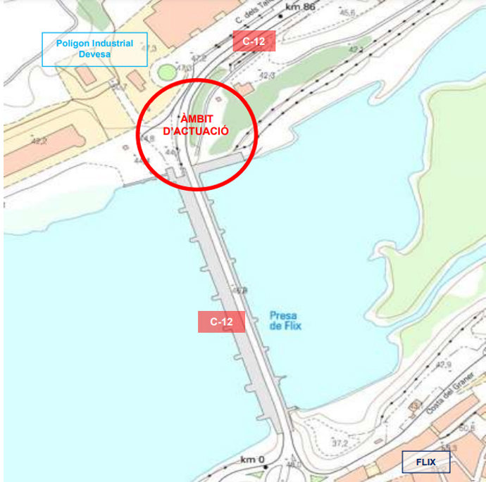 Plano de la zona donde se realizarán las obras.