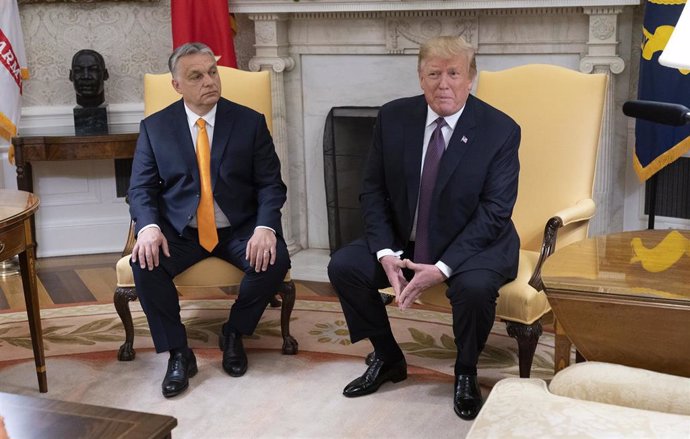 Archivo - Donald Trump recibe en la Casa Blanca al primer ministro de Hungría, Viktor Orbán, en mayo de 2019