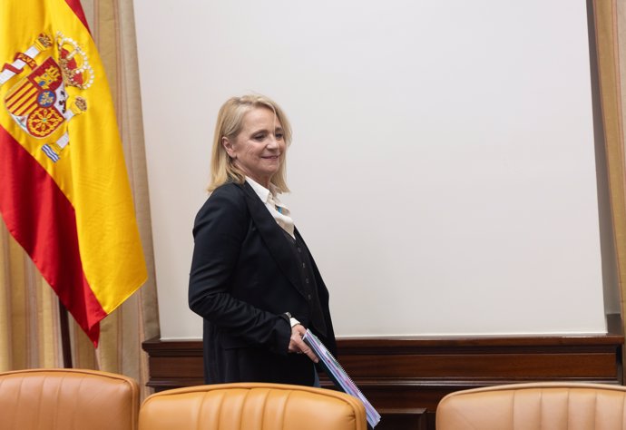 La presidenta interina de RTVE, Elena Sánchez Caballero, durante una Comisión de control parlamentario de RTVE, en el Congreso de los Diputados, a 21 de marzo de 2024, en Madrid (España).