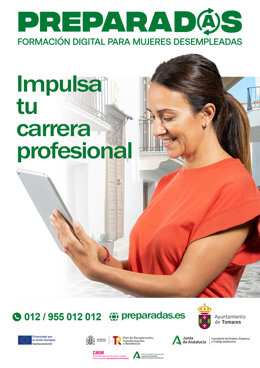 El Ayuntamiento de Tomares impulsa el programa 'Preparadas' de formación digital para mujeres desempleadas.