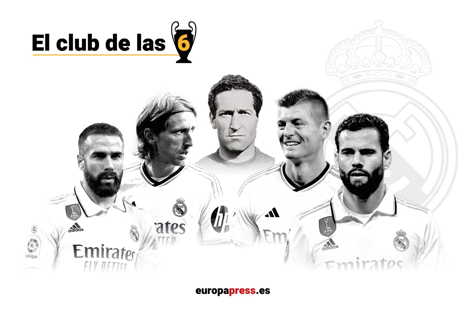 Infografía de los jugadores del Real Madrid que pueden alcanzar las seis Copas de Europa de Francisco Gento