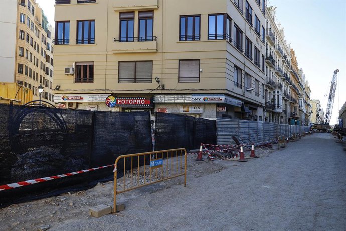 Archivo - Arxiu - Imatge d'arxiu de les obres a l'entorn del carrer Castelló de València per la connexió subterrània entre les estacions d'Alacant i Xàtiva de Metrovalencia.