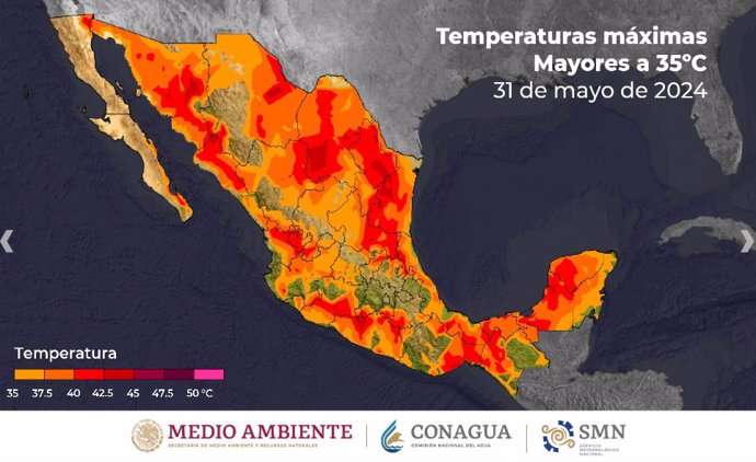 Continúa la ola de calor en México tras casi dos semanas con más de 45ºC y condiciones para tornados.