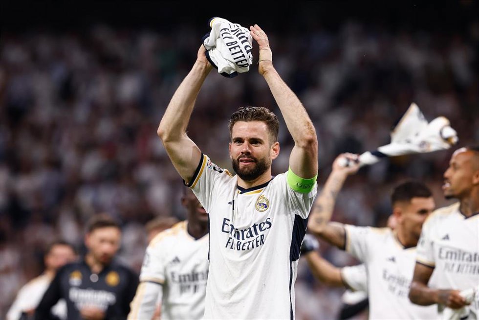Nacho Fernández celebra el pase a la final de la Liga de Campeones 23-24 