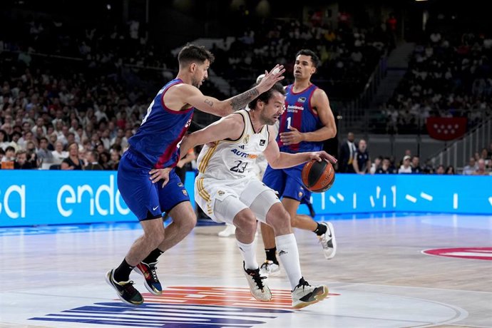Sergio Llull of Real Madrid in action during the spanish league, Liga ACB Endesa Semifinal 2, basketball match played between Real Madrid and FC Barcelona at Wizink Center on May 31, 2024 in Madrid, Spain.
