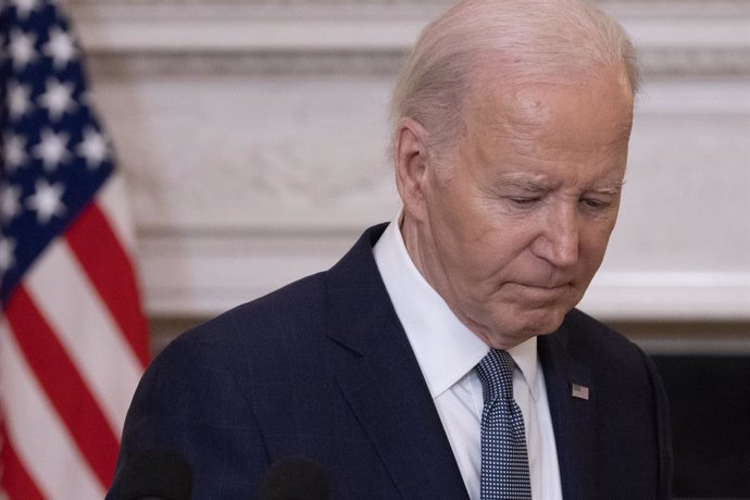 May 31, 2024, Washington, District Of Columbia, USA: US President JOE BIDEN turns away from the podium after announcing a proposal for a cease-fire between Israel and Hamas; in the State Dining Room of the White House. Israeli forces have advanced into ce