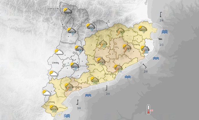 Predicción de tiempo en Catalunya para la tarde del 1 de junio de 2024.