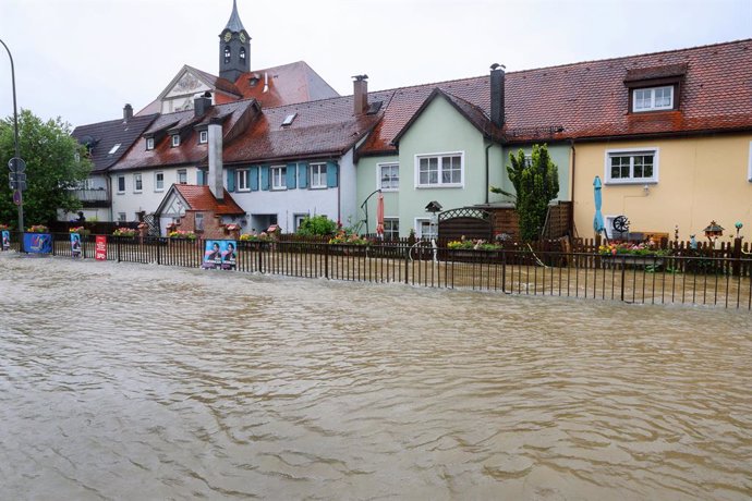 Inundaciones en Ochsenhausen, en Baden-Wurtemberg, Alemania