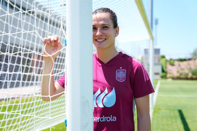 Laia Codina attends an interview for Europa Press during the call of Spain Women Team at Ciuadd del Futbol on May 28, 2024 in Las Rozas, Madrid, Spain.
