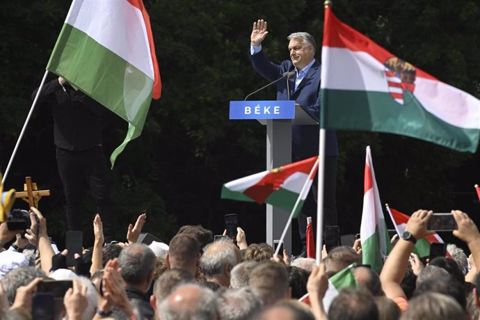 El primer ministro de Hungría, Viktor Orbán, en un acto de campaña en Budapest 