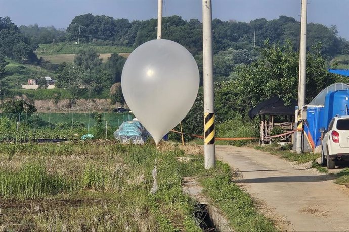 Un globo enviado presumiblemente por Corea del Norte, fue encontrado en Paju, a 37 kilómetros al noroeste de Seúl