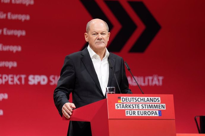 Archivo - El canciller alemán, Olaf Scholz, durante un acto de campaña del SPD en Alemania.