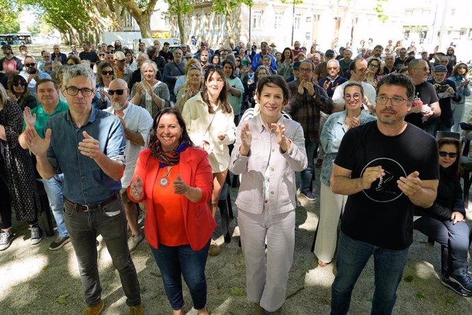 La portavoz nacional del BNG, Ana Pontón, participa en un mitin en Ferrol.