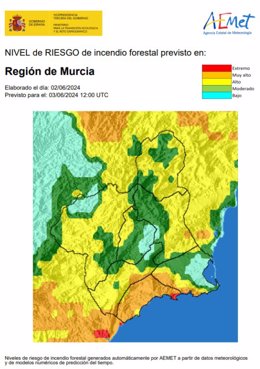 Nivel riesgo incendio en la Región de Murcia