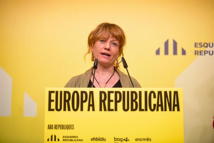 La vicesecretaria general de Drets, Llibertats i Lluita Antirepressiva de ERC, Marta Vilaret, en una rueda de prensa en la sede del partido