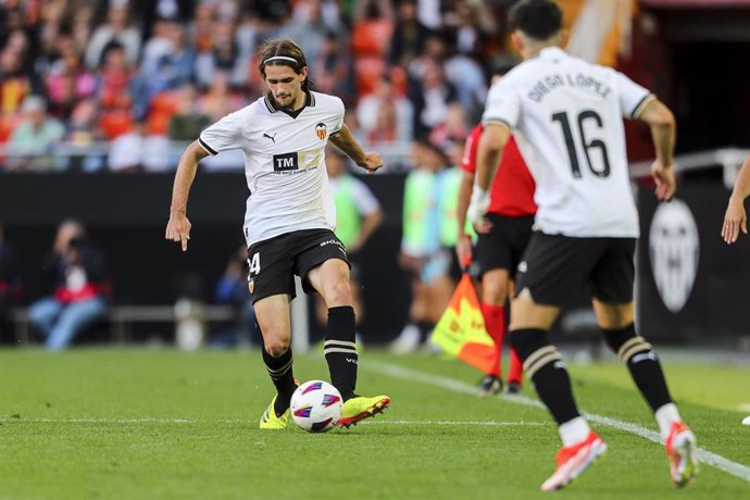 El Valencia, durante un partido en Mestalla esta pasada temporada