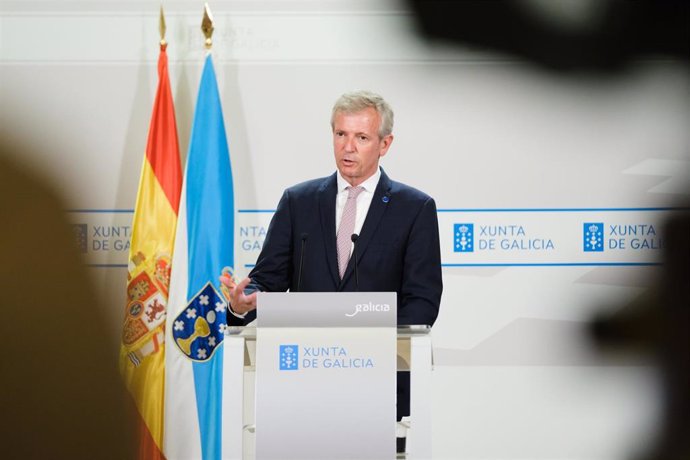 El presidente de la Xunta, Alfonso Rueda, en rueda de prensa.