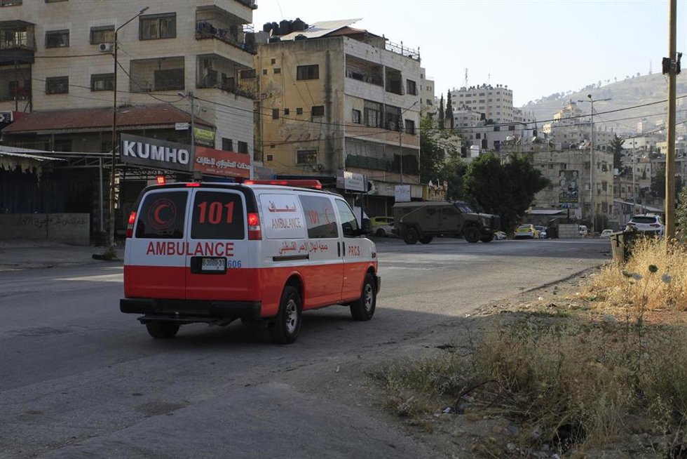 Ambulancia en Nablús tras una operación del Ejército de Israel