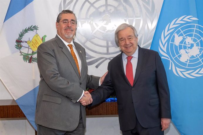 El presidente guatemalteco, Bernardo Arévalo, y el secretario general de la ONU, António Guterres