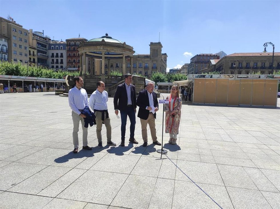 El portavoz del Partido Popular en el Congreso, Miguel Tellado, en un acto de la campaña de las elecciones europeas en Pamplona.