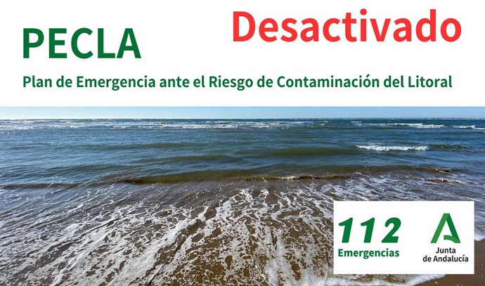 Imagen de la Junta por la activación del Plan de Emergencia ante el Riesgo de Contaminación del Litoral en Andalucía (Pecla), en Huelva.