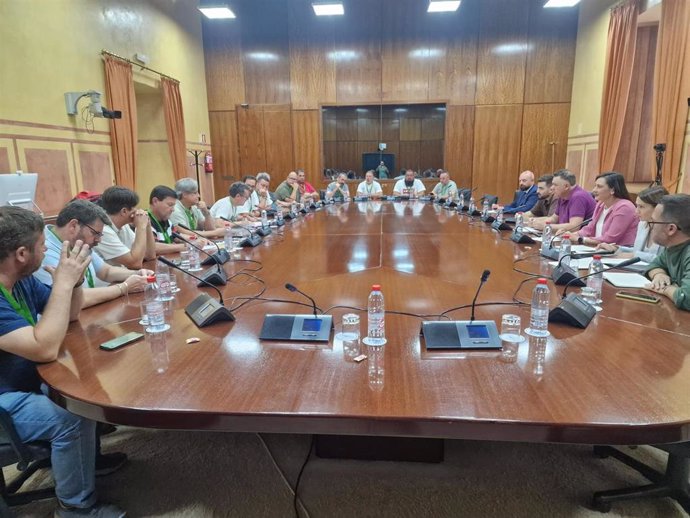 Trabajadores de Acerinox reunido con representantes políticos en el Parlamento andaluz.