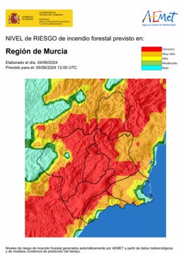 Archivo - Riesgo incendio forestal en la Región de Murcia